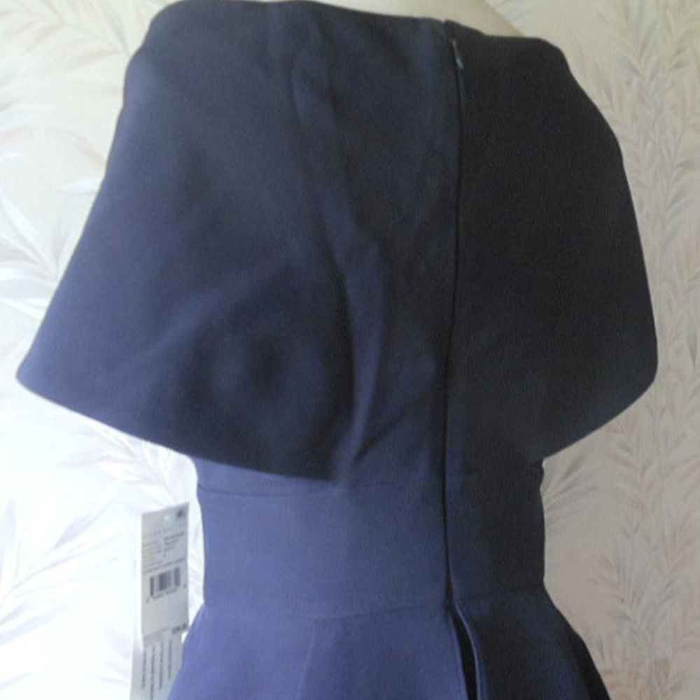 Aidan Mattox Shawl Neckline Peplum Navy Long Formal Dress Size 4 NWT MSRP $395 - Picture 11 of 14